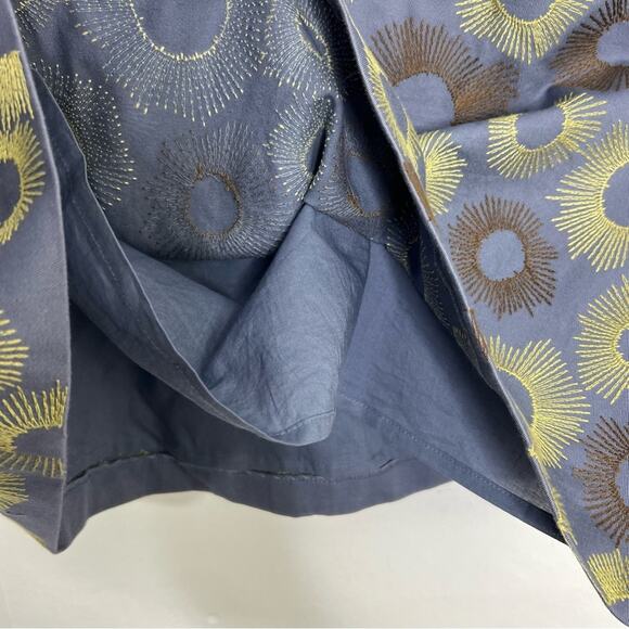 Boden Blue Embroidered Sunburst A line Pencil Skirt Size 8 - Picture 9 of 12